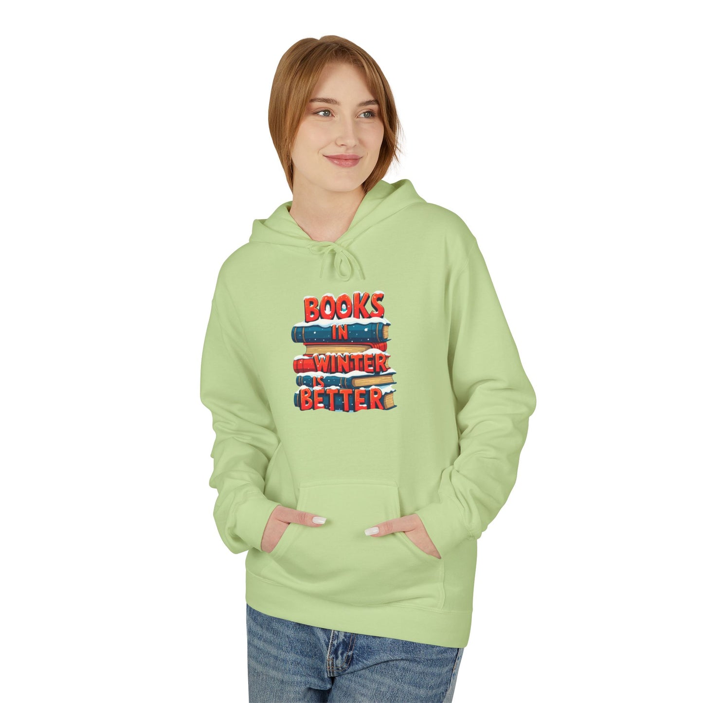 Book in Winter - Midweight Softstyle Fleece Hoodie